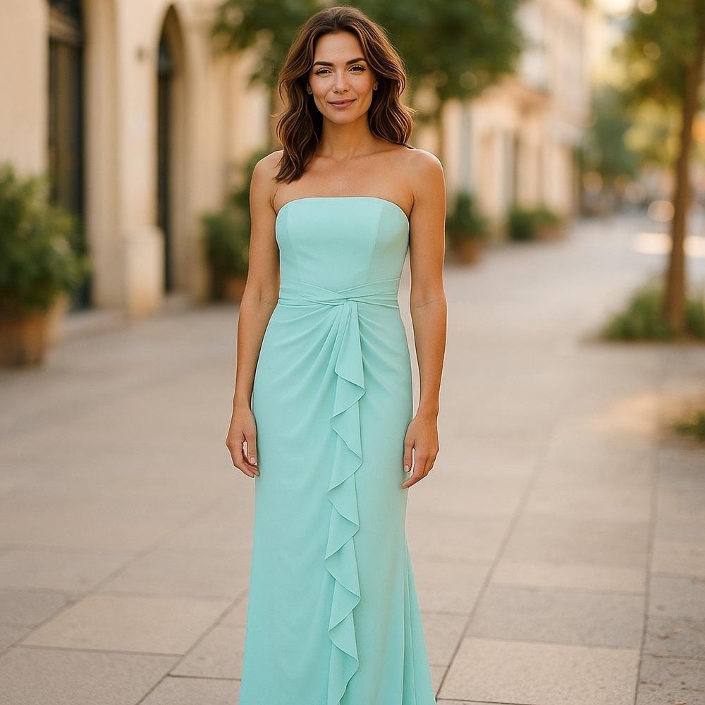 NWT Off The Shoulder Maxi Priscilla of Boston Pastel Chiffon Crinkle Dress Siz…
